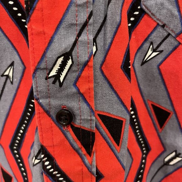 90s Wrangler Western Arrow Button Down Shirt 16-34 X Long  Tails Cowboy Cut Vtg - Picture 4 of 6